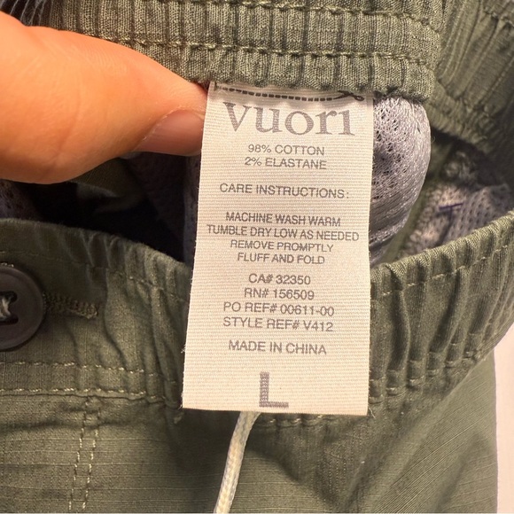 VUORI Womens Ripstop Pant Army Green Organic Cotton Pockets Size Large - Picture 7 of 9
